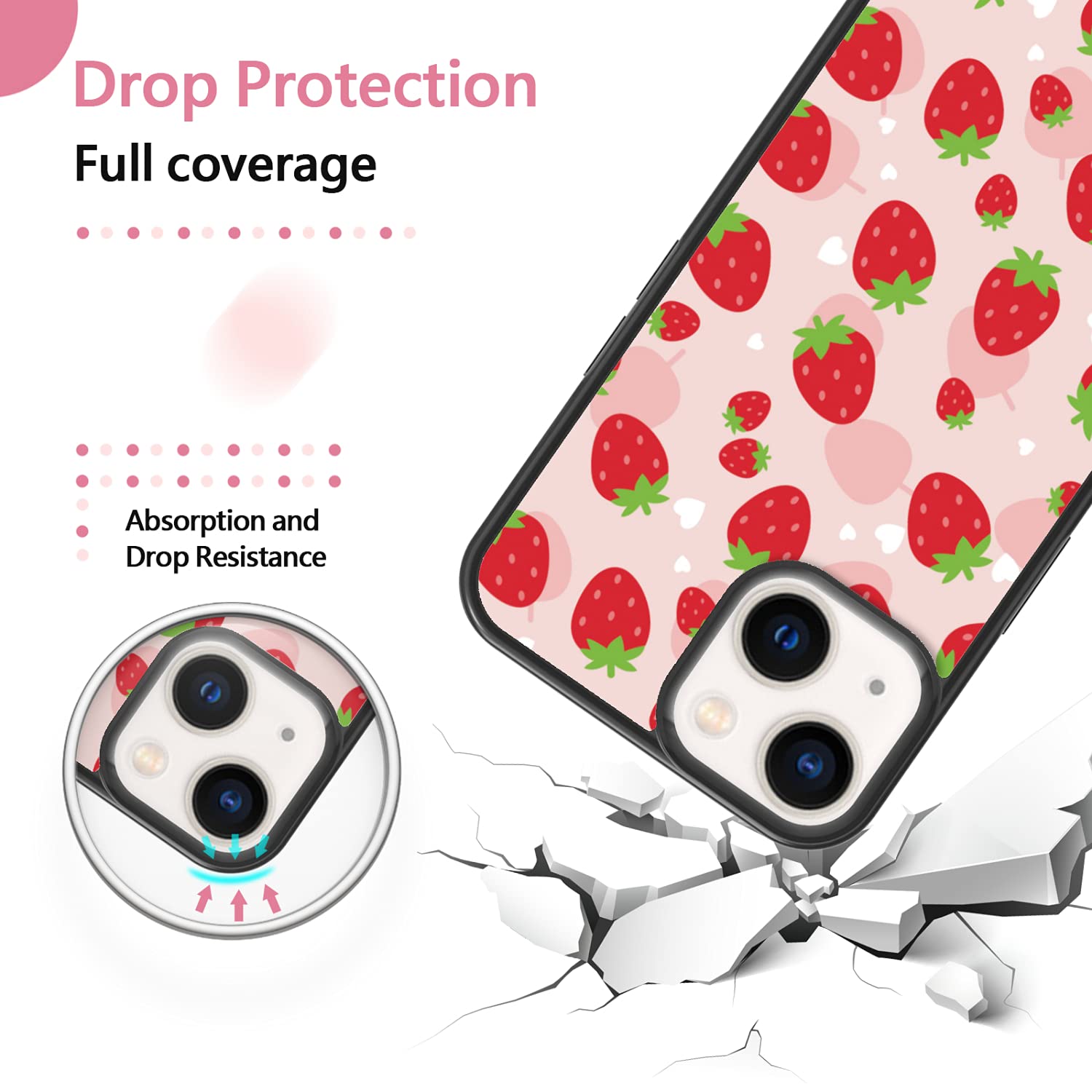Amazon.com: FANXI Pink Strawberry Phone Case for iPhone 13